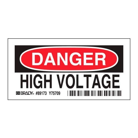 Brady Danger High Volatge Label, Self-Adhesive, Polyester, 5inW x 3.5inH 84875